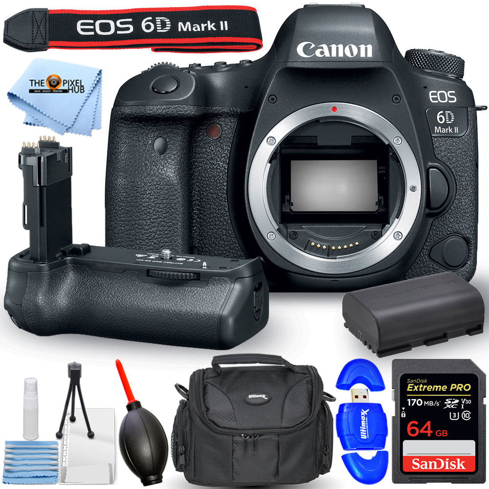 Appareil photo reflex numérique Canon EOS 6D Mark II (boîtier) + poignée de batterie BG-E21 + pack 64 Go