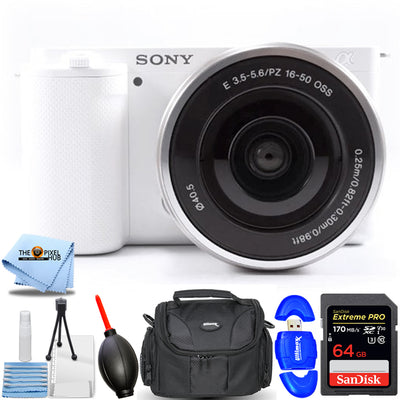 Appareil photo sans miroir Sony ZV-E10 avec objectif 16-50 mm (blanc) - Ensemble d'accessoires 7 pièces